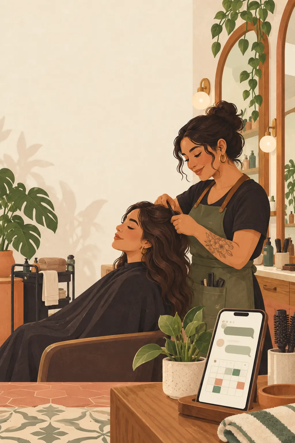 Ilustración de un salón de belleza